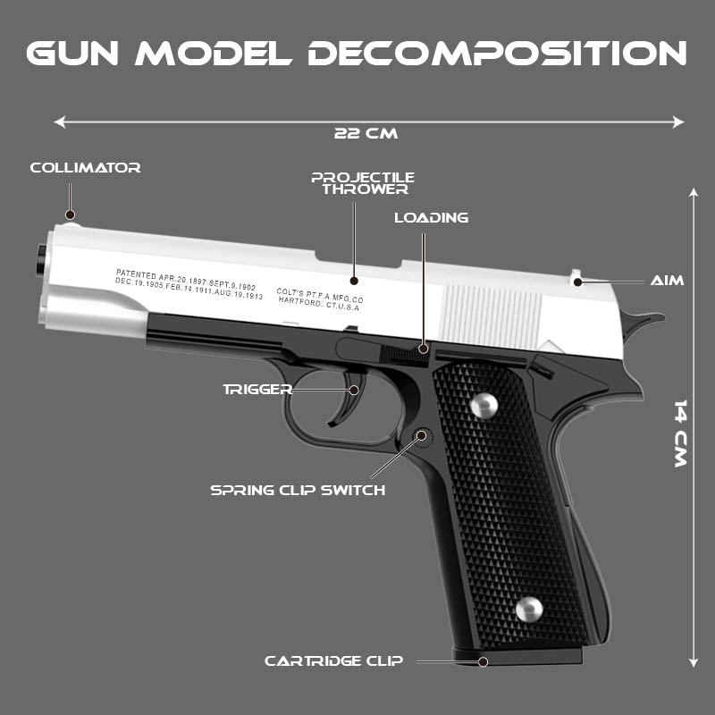 M1911 Colt Toy Gunman Gun, Sof - Catapult Launcher Toy recension och pris